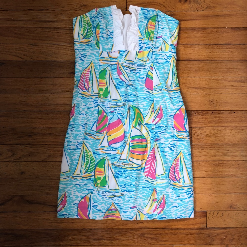 Lily Pulitzer Sailing Ships Strapless Dress